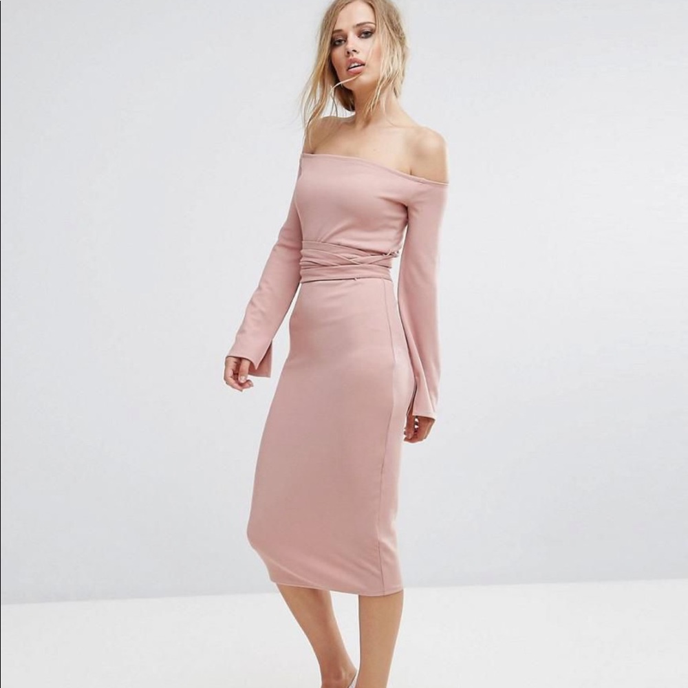 ASOS Lost Ink Midi Dress With Split Sleeves